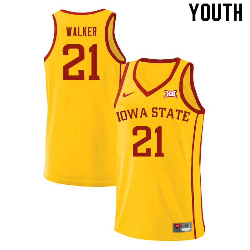 Youth #21 Jaden Walker Iowa State Cyclones College Basketball Jerseys Sale-Yellow